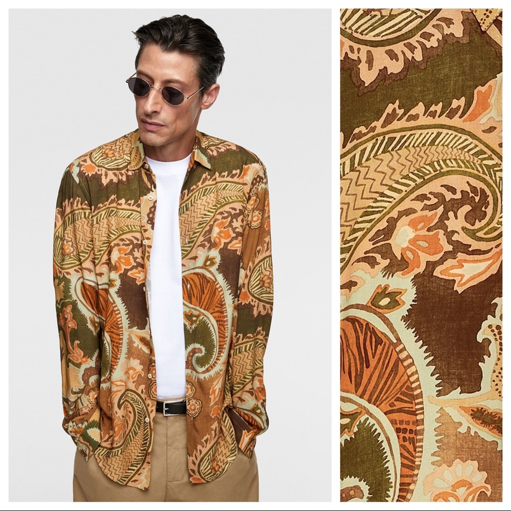 NWT. Zara Man Abstract Floral Print. Size S.